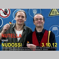 Plakat f&uuml;r Lesekabarett NUTELLA K&Uuml;SST NUDOSSI am Tag der Deutschen Einheit 2012